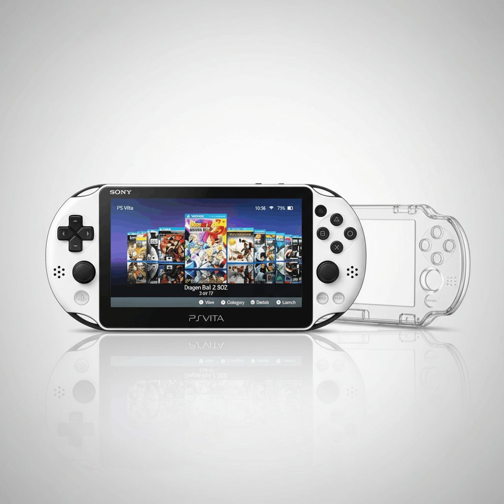 Modded PS Vita with clear protective case beside it, preloaded games on custom firmware in a gaming setup, UK