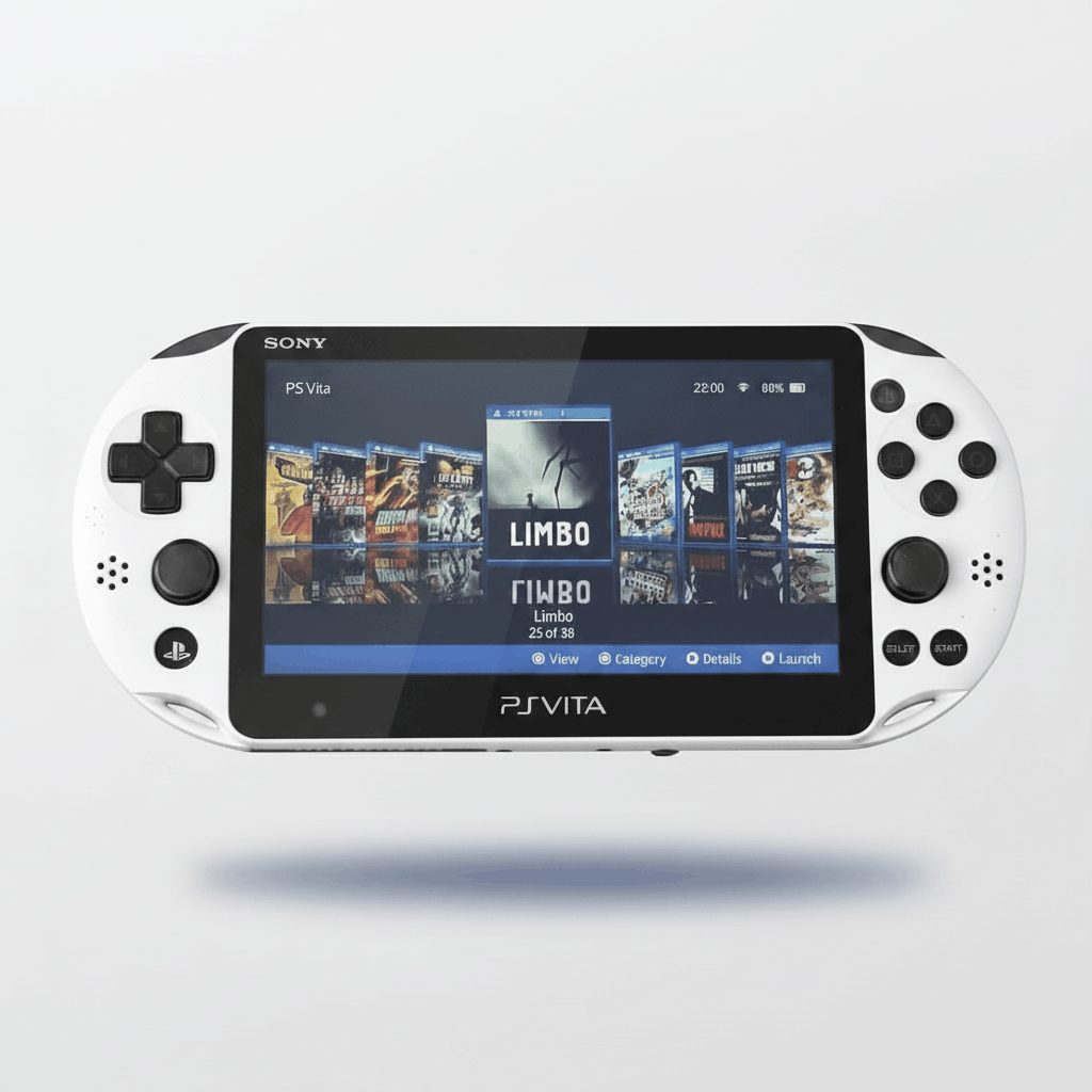 Glacier White modded PS Vita displaying preloaded games on custom firmware, part of the ergonomic grip bundle, UK
