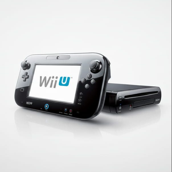 Modded Nintendo Wii U console and GamePad on white background with custom firmware and preloaded games UK