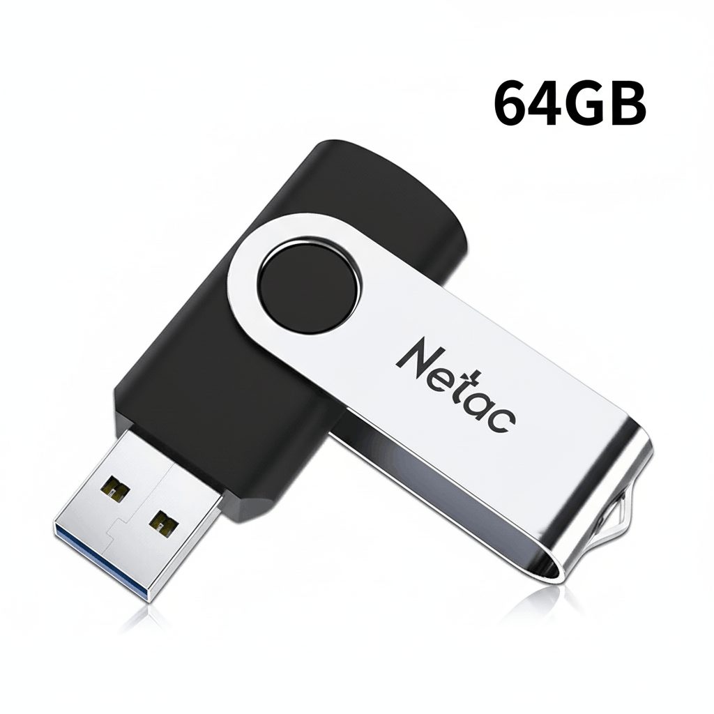 Netac 64GB USB stick included with the modded Xbox 360 Slim, loaded with preloaded games and emulators