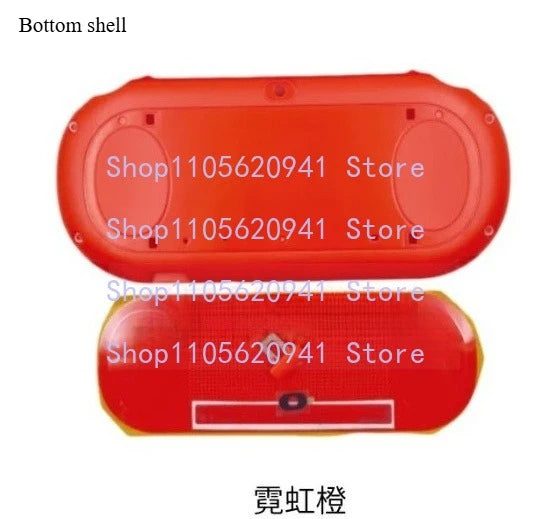 Bright neon orange PS Vita 2000 Slim replacement rear and bottom shell on a white background, from ModxGaming UK