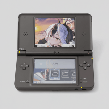 Modded Nintendo DSi XL emulator console with custom firmware and expandable SD storage