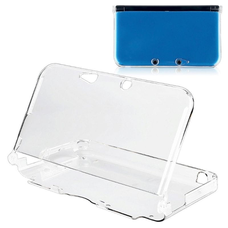 Clear crystal hard shell protective case for Nintendo 3DS XL - case and console separated showing fit
