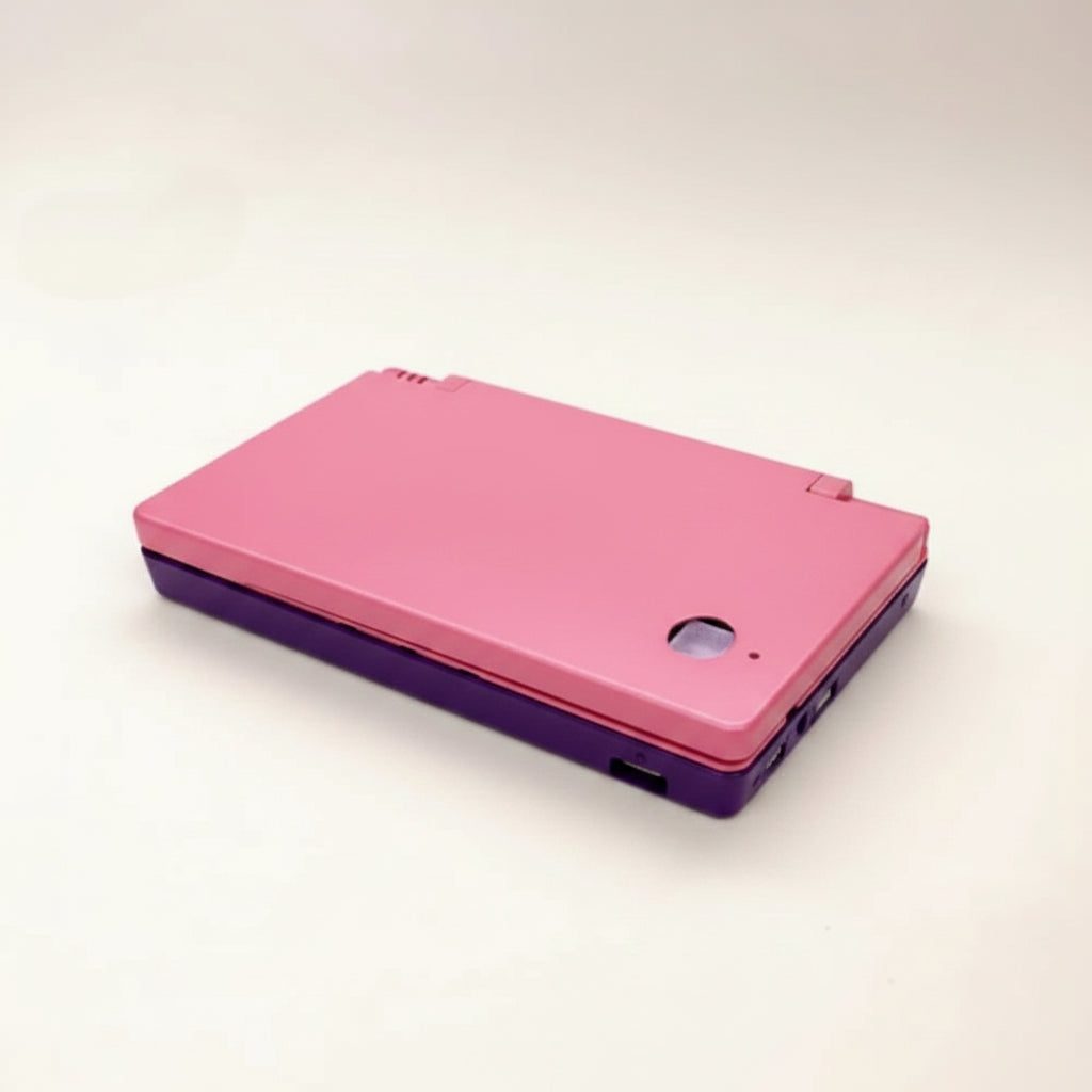 Phase Two DSi shell with a pink lid and purple base shown angled on cream - ModxGaming UK