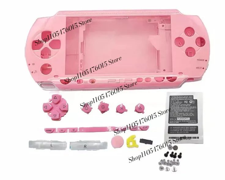 Front and back pink PSP 1000 Phat housing panels for a custom PSP shell swap, buy modded PSP parts UK