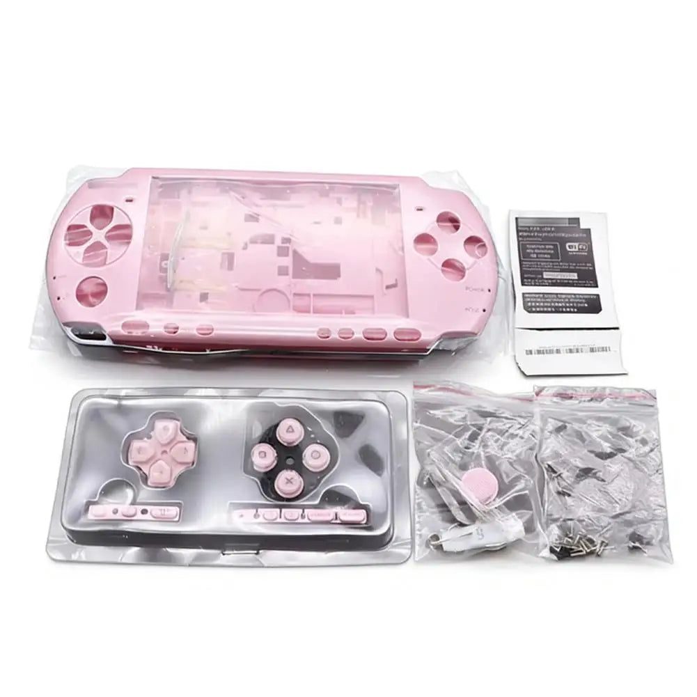 Front and back pink PSP 2000/3000 Slim housing panels for a custom PSP shell swap, buy modded PSP parts UK