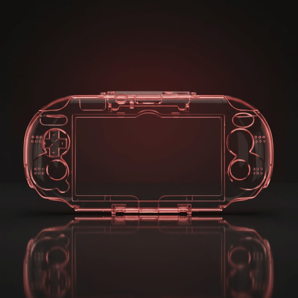 Front view of a clear crystal protective case for the PS Vita 2000 slim handheld with a crystal-clear finish, UK