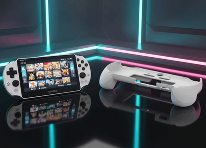  PS Vita 2000 modded handheld gaming console with ergonomic grip bundle featuring pre-installed games and custom firmware