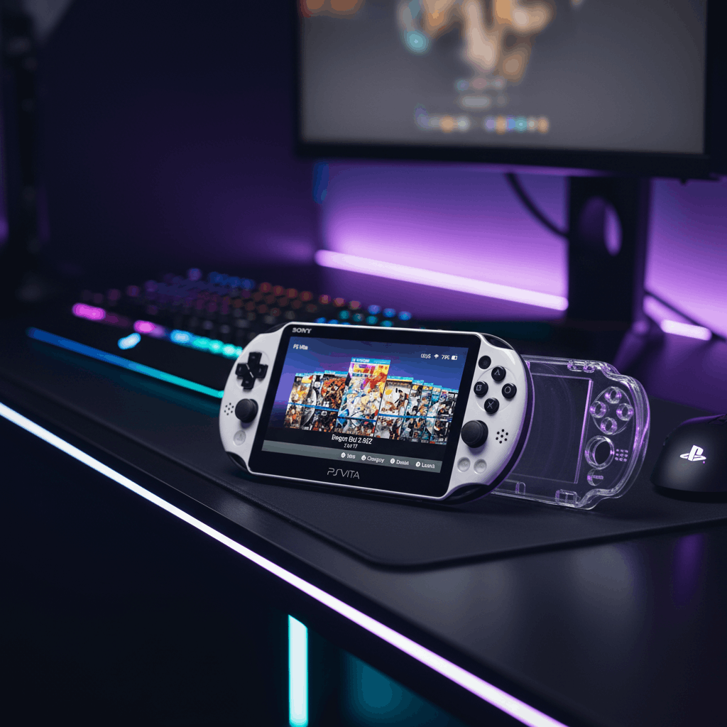 Modded PS Vita with custom firmware, clear protective case, pre-installed games and emulators - complete bundle