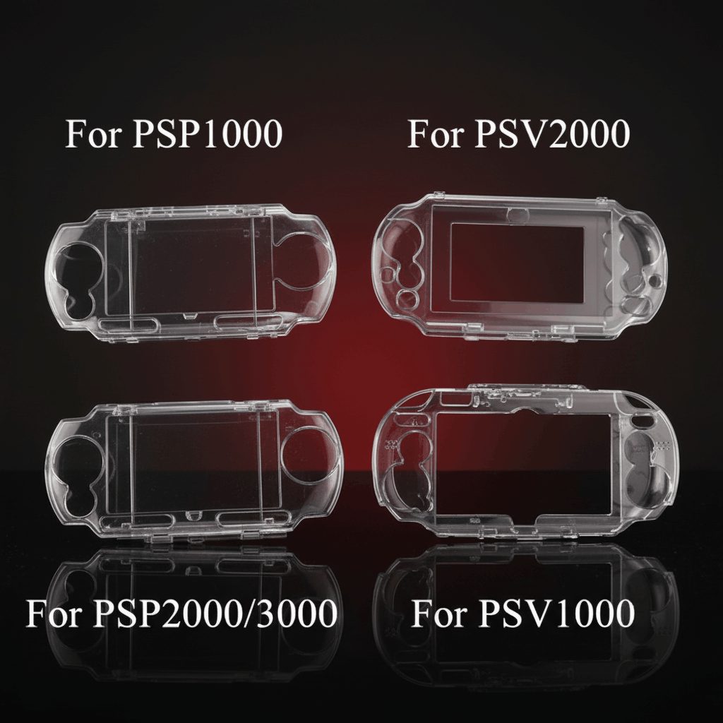 Clear crystal hard case range labelled for PSP 1000, PSP 2000/3000, PS Vita 1000 and PS Vita 2000, buy online UK