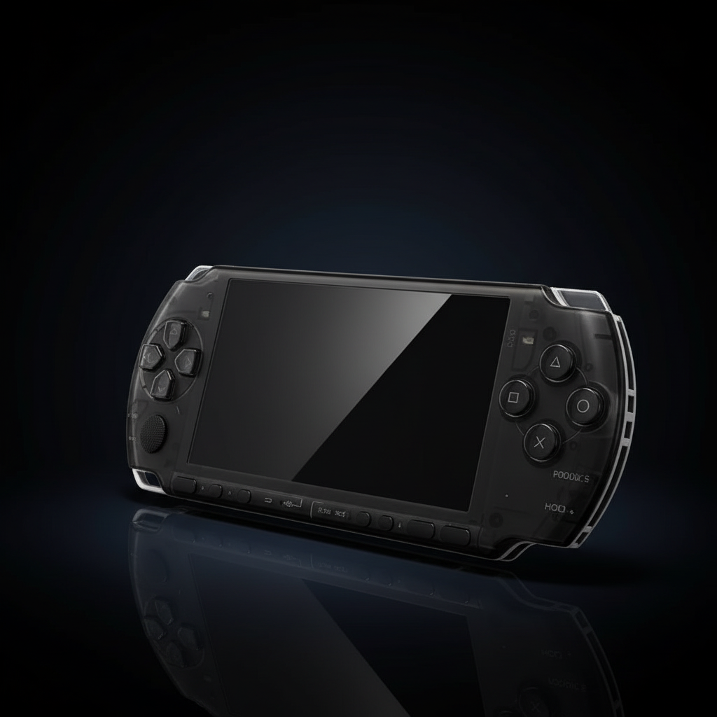 Transparent smoke black PSP 3000 replacement shell with matching buttons and glossy screen

