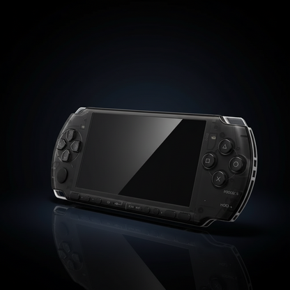 Transparent smoke black PSP 3000 replacement shell with matching buttons and glossy screen

