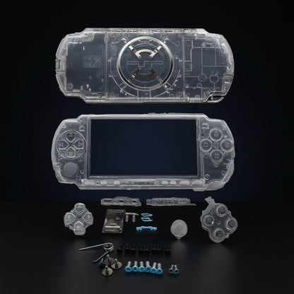  Clear transparent PSP 3000 replacement shell kit with buttons, screws and installation parts