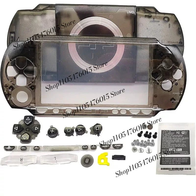 See-through smoke black PSP 1000 Phat housing panels for a custom crystal PSP mod, buy clear PSP shell online UK