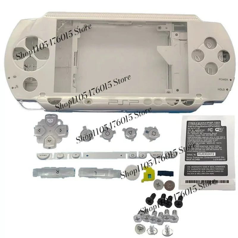 Front and back white PSP 1000 Phat housing panels for a custom PSP shell swap, buy modded PSP parts UK