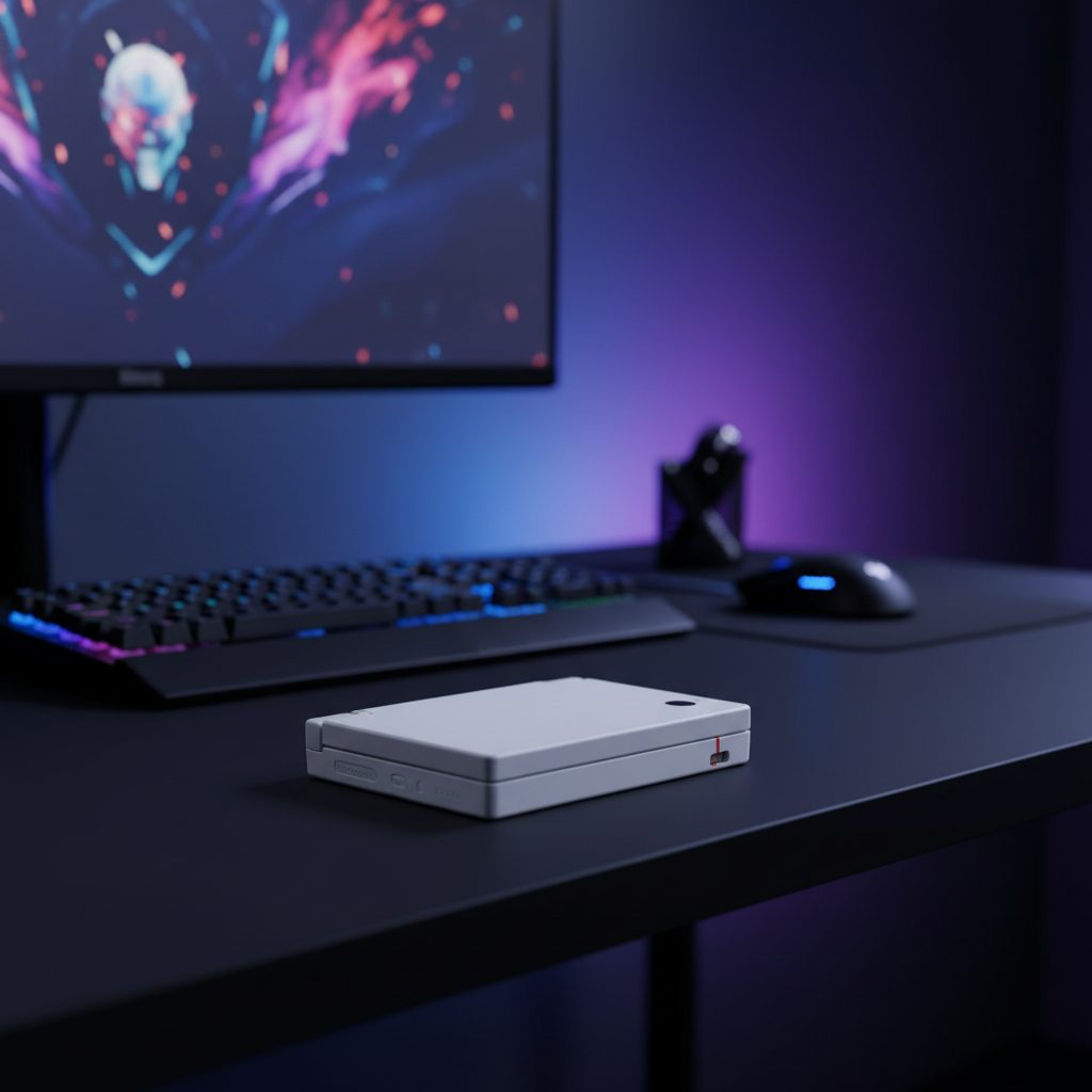 White Wild Card DSi housing on an RGB gaming desk, minimalist replacement shell - ModxGaming UK